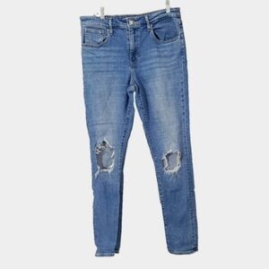Levi's 721 High Rise Skinny medium wash distressed knees jeans 31